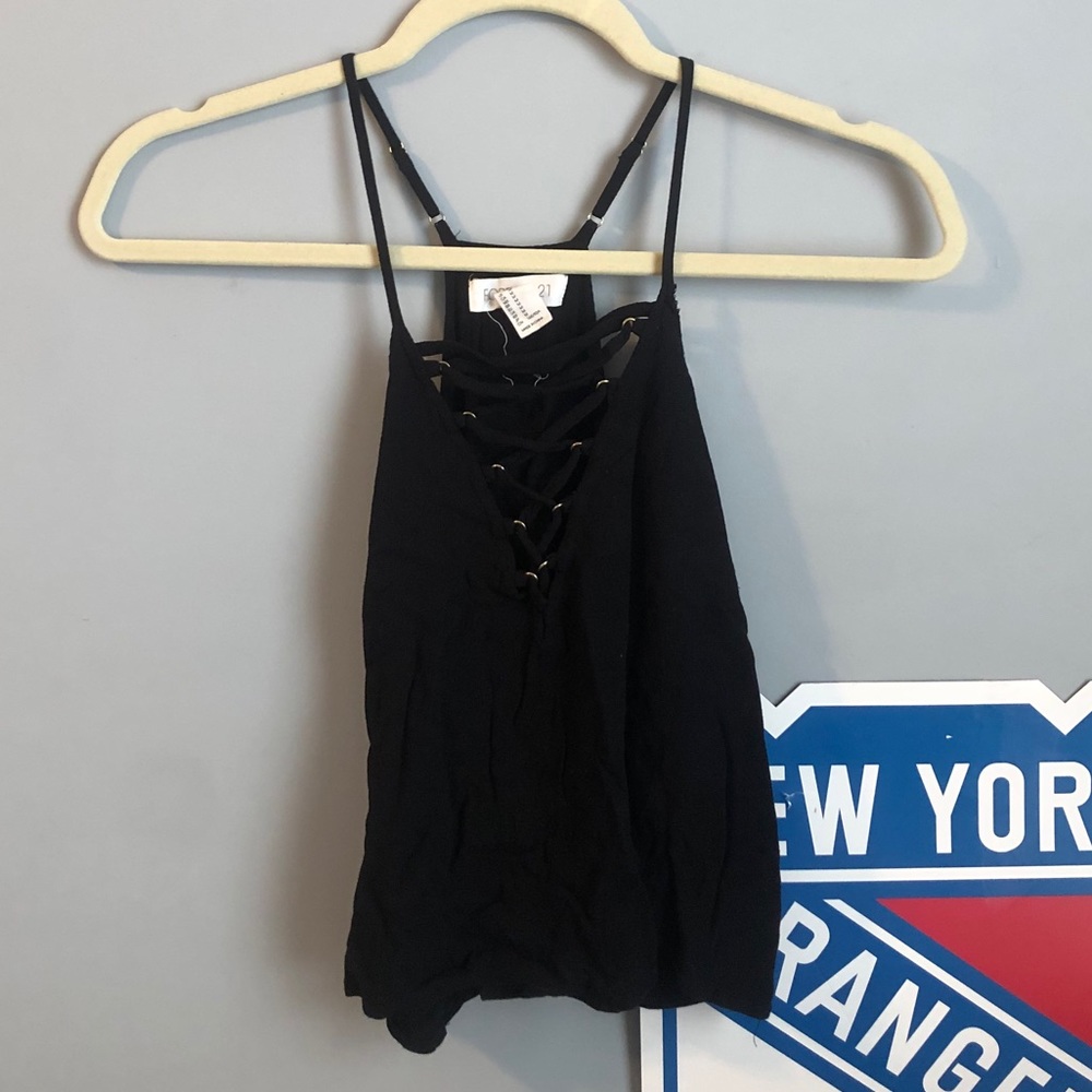 Forever 21 Black Lace Up Tank